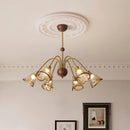 Amber Wavy Glass Floral Chandelier