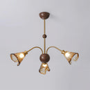 Amber Wavy Glass Floral Chandelier
