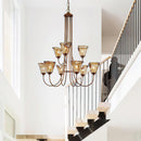 Amber Wavy Glass Chandelier