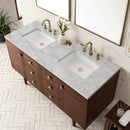 James Martin Amberly 60" Dual Mount Double Bathroom Vanity, Mid-Century Walnut