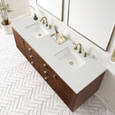 James Martin Amberly 72" Dual Mount Double Bathroom Vanity, Mid-Century Walnut