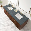 James Martin Amberly 72" Dual Mount Double Bathroom Vanity, Mid-Century Walnut