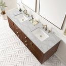 James Martin Amberly 72" Dual Mount Double Bathroom Vanity, Mid-Century Walnut