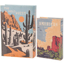 American West Book Box Set of 2 | Vintage Book Shaped Storage Stash Trinket Boxes