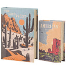 American West Book Box Set of 2 | Vintage Book Shaped Storage Stash Trinket Boxes