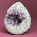 Amethyst Geode Crystal Egg with incredible Agate formations, Natural cave shaped polished agate stone