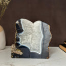 Amethyst and Agate Bookend Pair (7 Lb.) natural geode crystals, extra Large amethysts from Uruguay