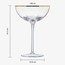 Vintage Crystal Champagne Coupe Gold Rim Hexagonal Angled Glasses | Set of 4 | 6 oz