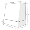 Primed Wood Range Hood With Angled Front and Walnut Band - 30", 36", 42", 48", 54" and 60" Widths Available