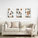 Safari Animals Wall Art Set of 3 Prints for Nursery by Wall Art Set