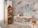 World Map Wallpaper for Kids - Peel and Stick Wall Mural