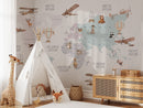 World Map Wallpaper for Kids - Peel and Stick Wall Mural