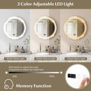 Anti-Fog Round Led Bathroom Mirror with 3 Color LED Lights by DirectDeals