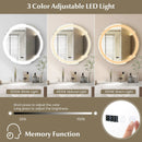 Anti-Fog Round Led Bathroom Mirror with 3 Color LED Lights by LJGDeals