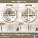 Anti-Fog Round Led Bathroom Mirror with 3 Color LED Lights by DirectDeals