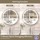 Anti-Fog Round Led Bathroom Mirror with 3 Color LED Lights by LJGDeals