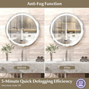 Anti-Fog Round Led Bathroom Mirror with 3 Color LED Lights by LJGDeals