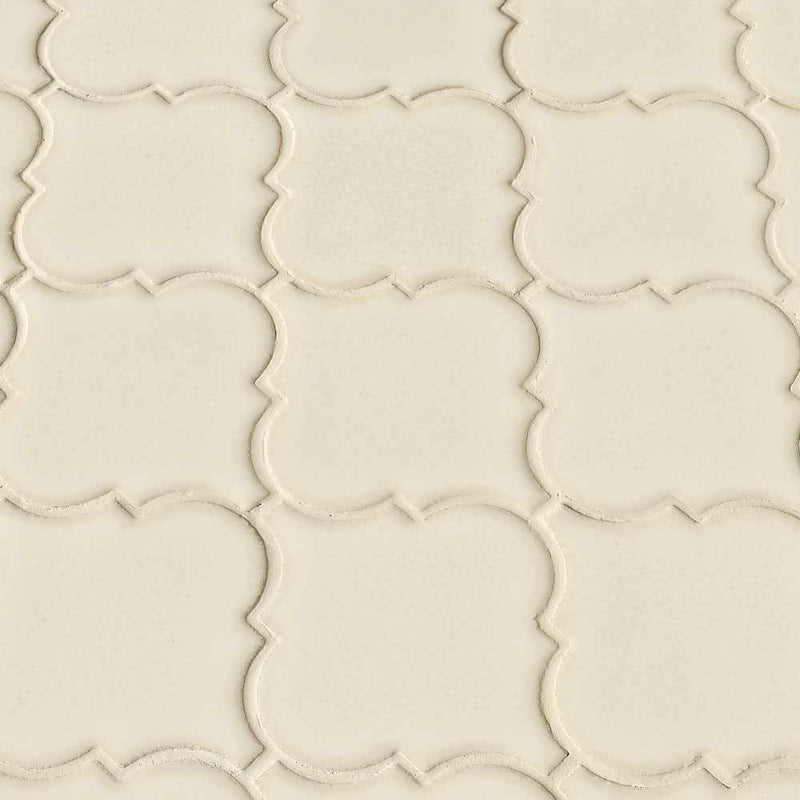 MSI Antique White Arabesque Polished Ceramic Mosaic Wall Tile 10.83"x15.5"