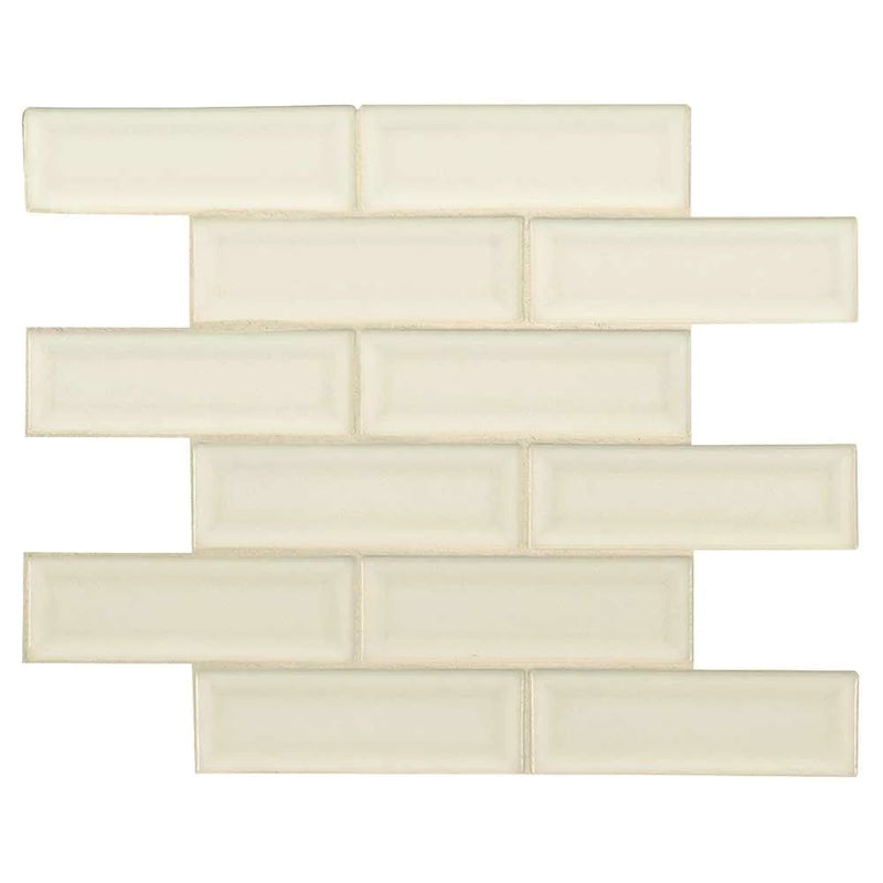 MSI Antique White Beveled Glossy Ceramic Mosaic Wall Tile 2"x6"