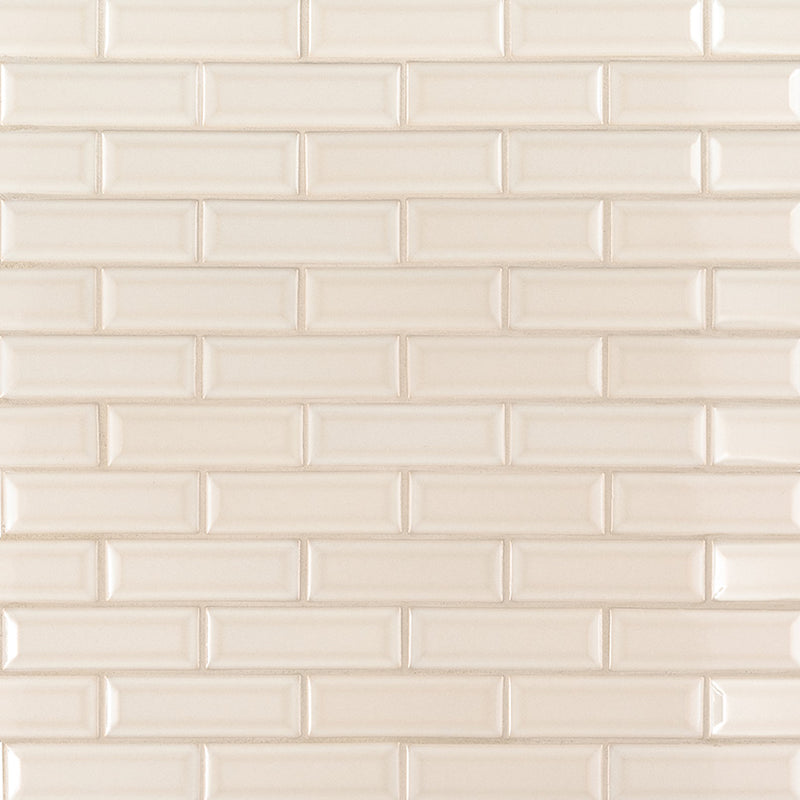 MSI Antique White Beveled Glossy Ceramic Mosaic Wall Tile 2"x6"