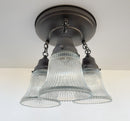 Antique HOLOPHANE 1960's CLEAR Glass Ceiling Light