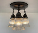 Antique HOLOPHANE 1960's CLEAR Glass Ceiling Light