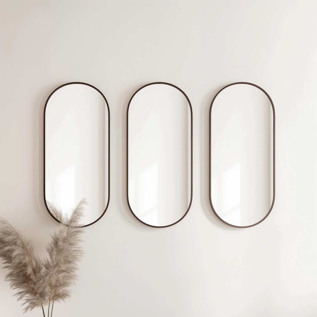 Antique Brass Capsule Mirror - Brass Wall Mirror