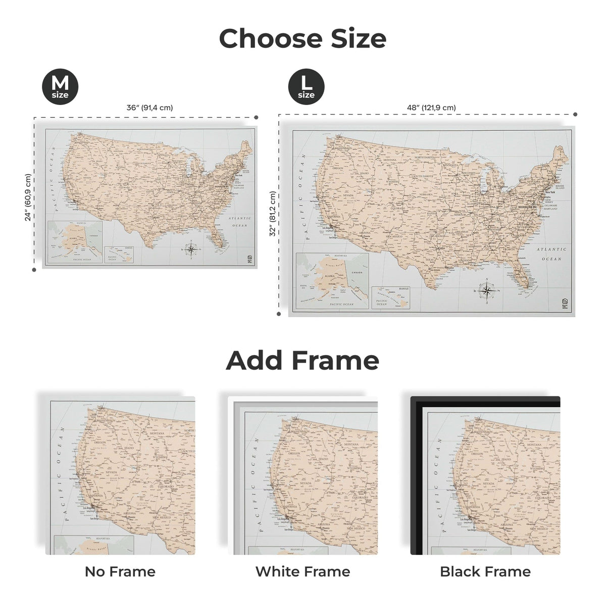 Wooden Canvas USA Map - Antique, photo 11 of 14