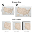 Wooden Canvas USA Map - Antique