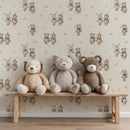 Vintage Teddy & Bunny Nursery Wallpaper - Velvet Whimsy