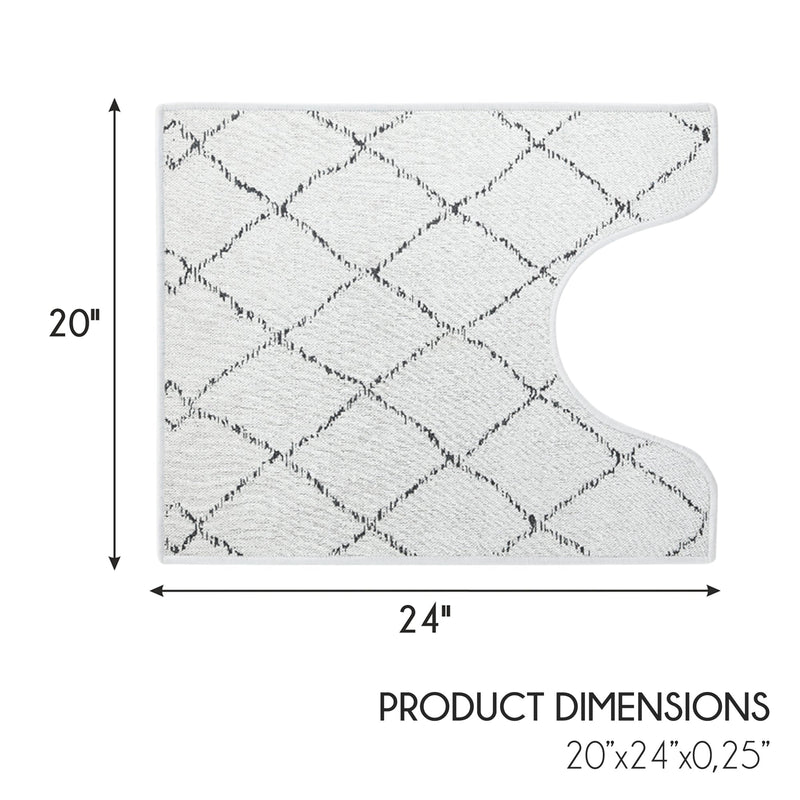 Moroccan Trellis Design U Shape Bathroom Rug | 20”x24" | Ivory