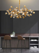 Aosta Brass Glass Flower Chandelier