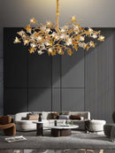 Aosta Brass Glass Flower Chandelier