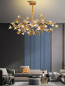 Aosta Brass Glass Flower Chandelier