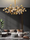 Aosta Brass Glass Flower Chandelier