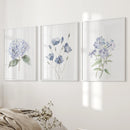 Watercolor Blue Flowers.Wall Art Set of 3 Piece by Wall Art Set
