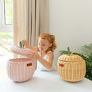 Apple Rattan Storage Basket Pink - Small by MOMIJI US LLC