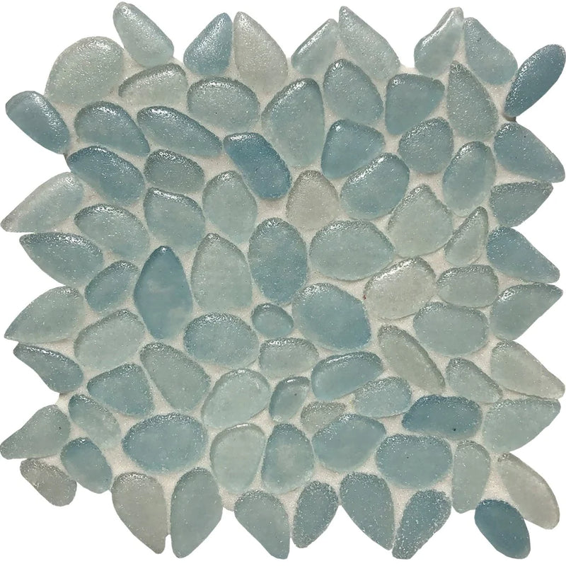 Aquatica Aqua Blue Random Pebble Mosaic 10.5"x10.5" - Liquid Rocks Collection