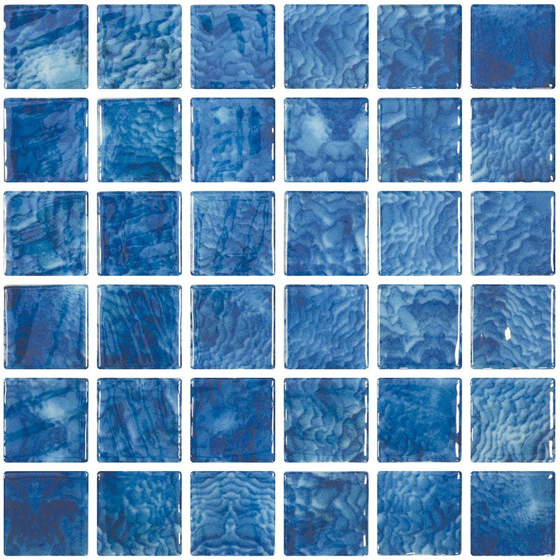 Aquatica Arrecife Blue 2"x2" Glass Mosaic Tile 12.25"x12.25" - Vanguard Collection