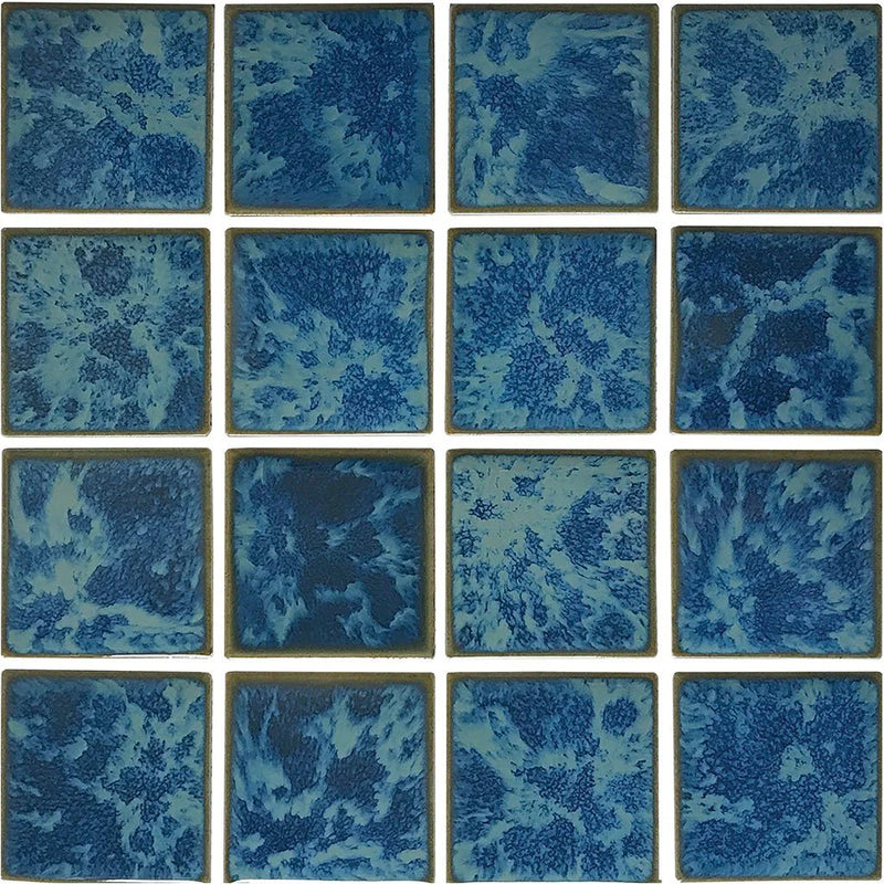 Aquatica Atlantic Green 3"x3" Porcelain Mosaic Pool Tile 12"x12" - Reflection Collection
