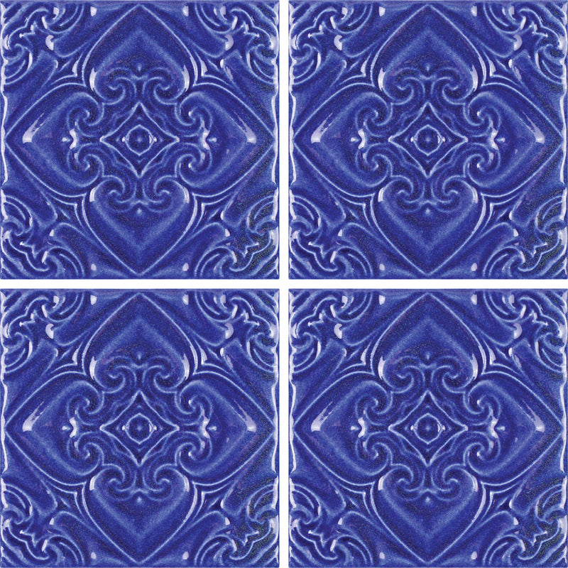 Aquatica Atlantico Blu Deco Porcelain Pool Tile 6"x6" - Melange Collection