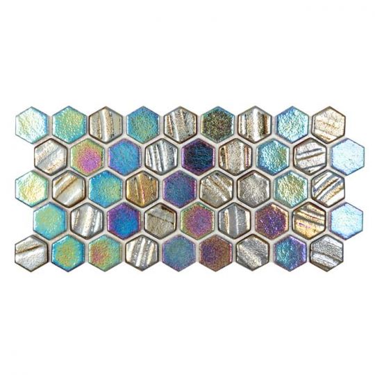 Aquatica Black Hexagon Glass Mosaic Tile 12"x12" - Illusions Collection