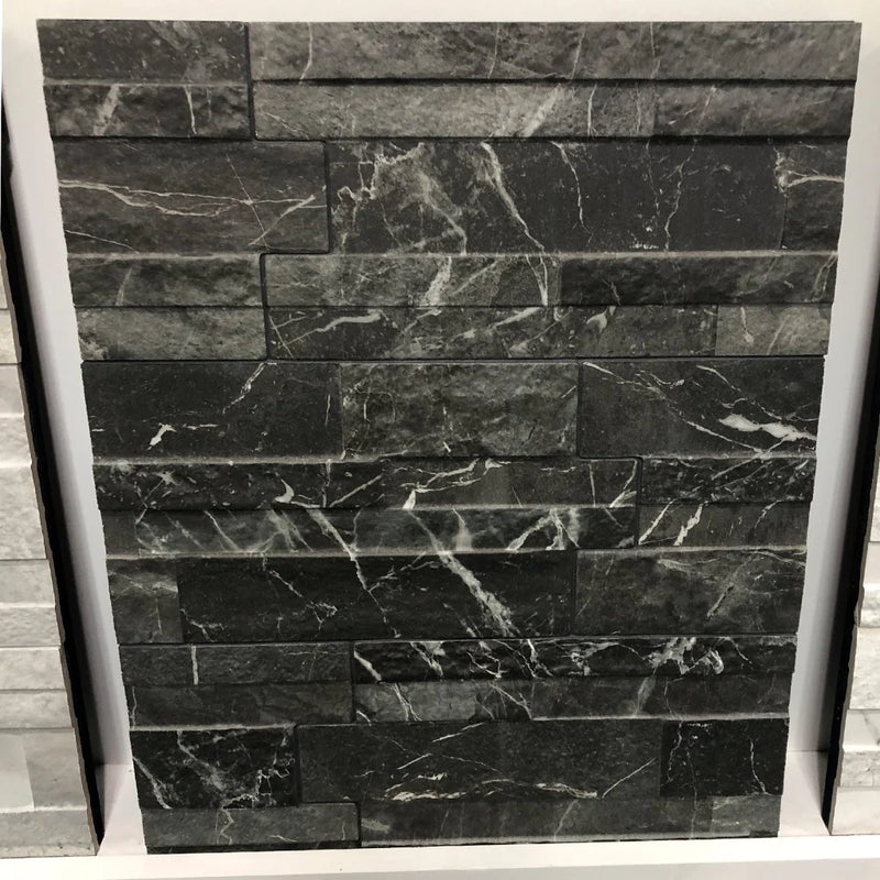 Aquatica Black Ledgerstone Porcelain Wall Tile 6.25"x15.75" - Marmi Collection