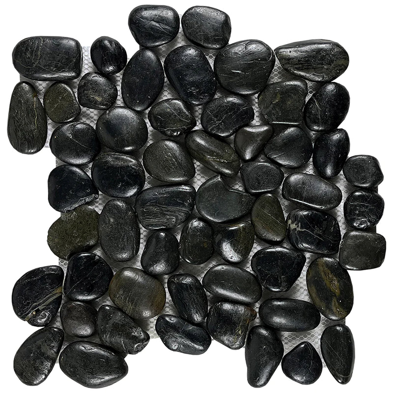 Aquatica Black Pebble Mosaic 11.50"x12.25" - Ocean Stones Pebble Collection