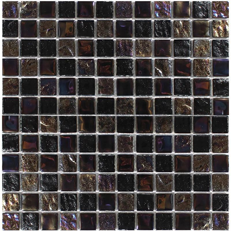 Aquatica Blackstone 1"x1" Linear Glass Mesh Tile 11.75"x11.75" - Treasure Collection