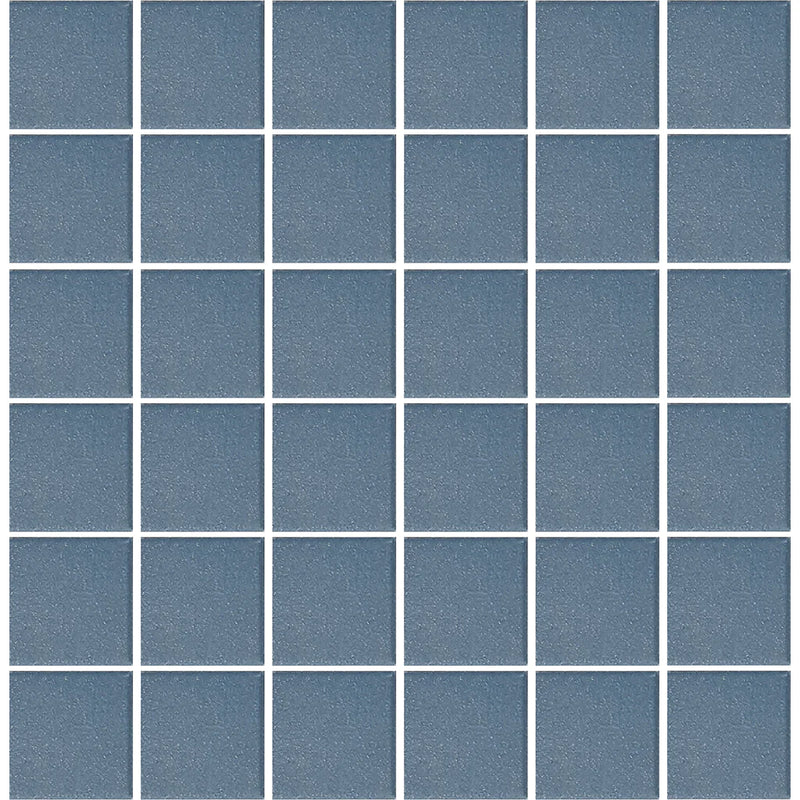 Aquatica Blue 2"x2" Porcelain Mosaic Pool Tile 12"x12" - Unglazed Collection