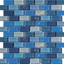 Aquatica Blue Bazaar 1"x2" Glass Mosaic Tile 12"x12" - Lux Aqua Collection