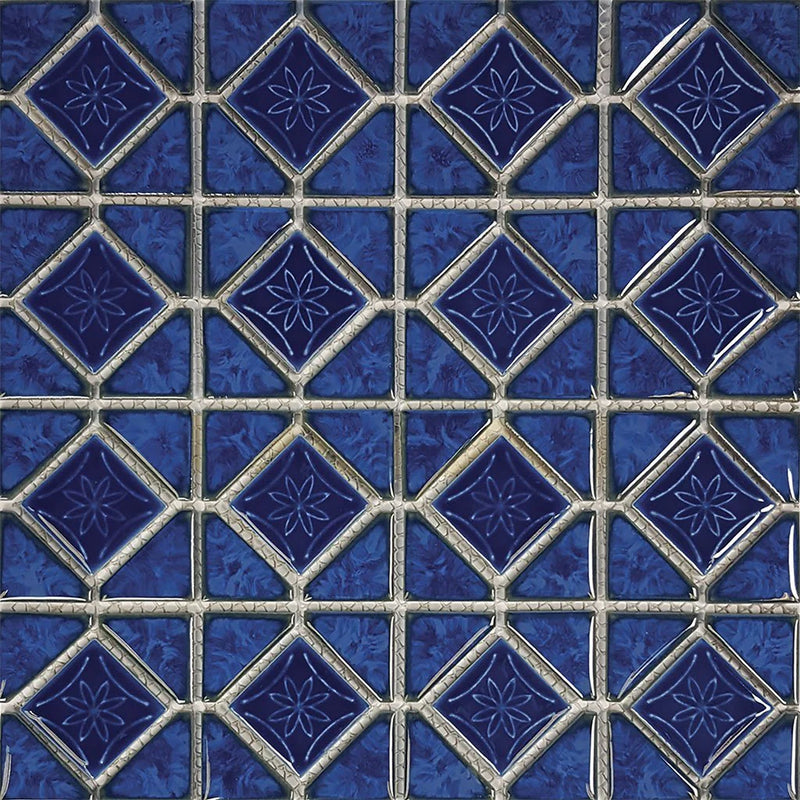Aquatica Blueberry 6"x6" Porcelain Mosaic Pool Tile 12"x12" - Mini Akron Collection