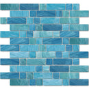 Aquatica Caspian 1"x1" & 1"x3" Glass Mosaic Tile 11.75"x12" - Dash Collection