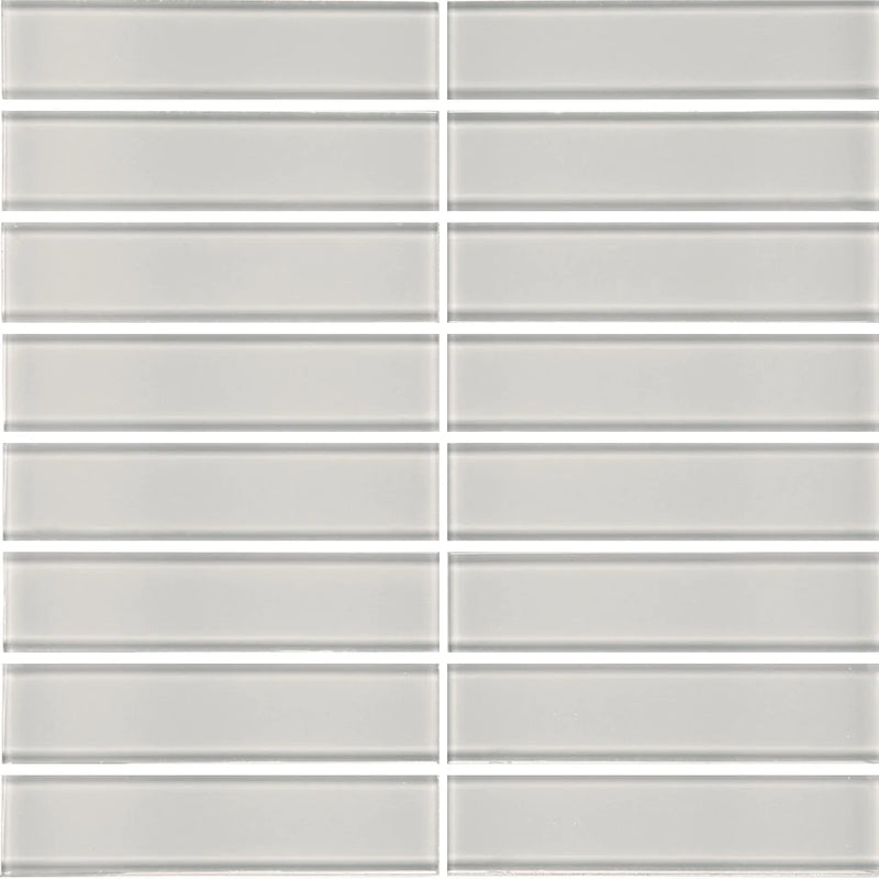 Aquatica Cloud 1.5"x6" Stacked Glass Mosaic Tile 11.75"x11.75" - Element Collection